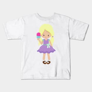 Girl With Ice Cream, Little Girl, Blonde Hair Kids T-Shirt